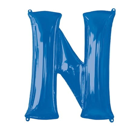 32 In. Letter N Shape Foil Balloon Blue